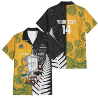 New Zealand Australia Rugby Bledisloe 2026 Custom Family Matching Summer Maxi Dress and Hawaiian Shirt Champion Trophy Maori Aboriginal Art LT14 Dad's Shirt - Short Sleeve Multicolor - Polynesian Pride