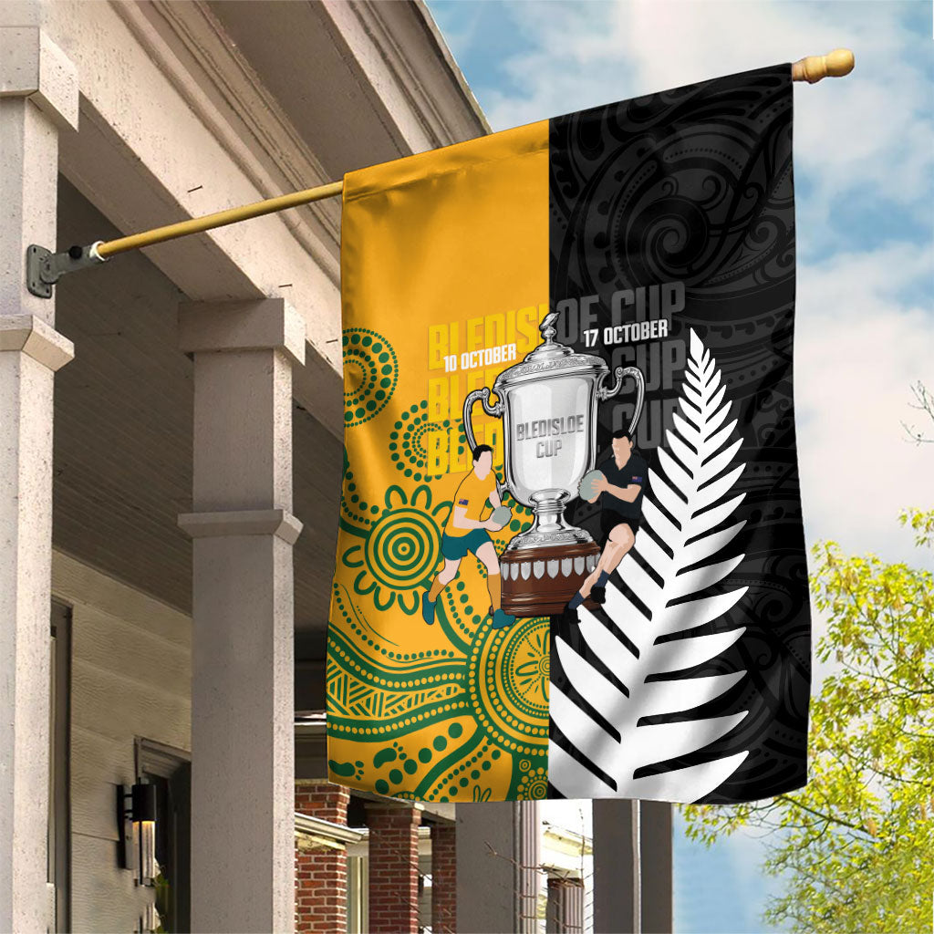 New Zealand Australia Rugby Bledisloe 2026 Garden Flag Champion Trophy Maori Aboriginal Art LT14 House Flag Multicolor - Polynesian Pride