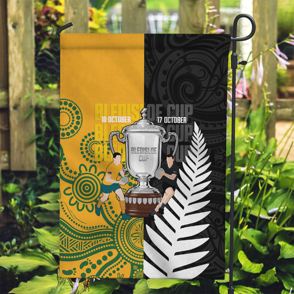 New Zealand Australia Rugby Bledisloe 2026 Garden Flag Champion Trophy Maori Aboriginal Art LT14 Garden Flag Multicolor - Polynesian Pride