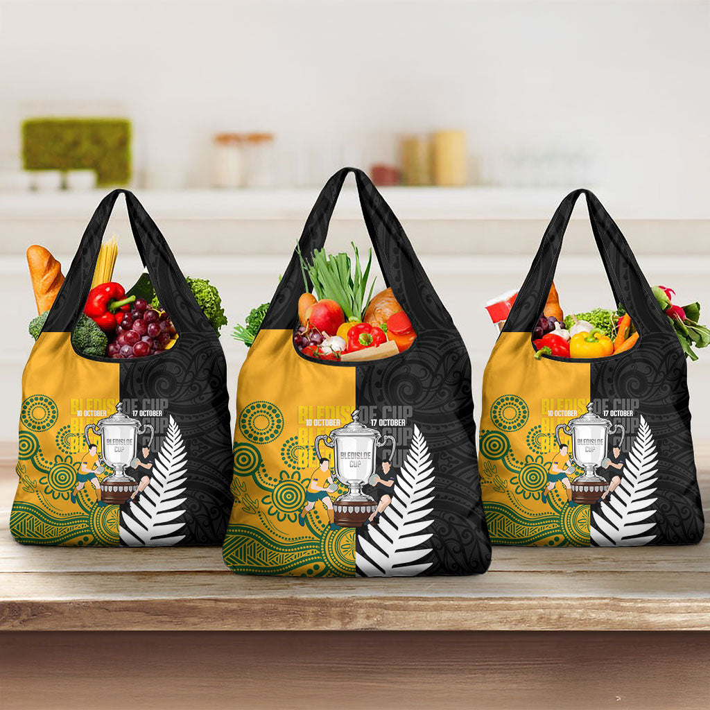 New Zealand Australia Rugby Bledisloe 2026 Grocery Bag Champion Trophy Maori Aboriginal Art LT14 3-pack One Size Multicolor - Polynesian Pride