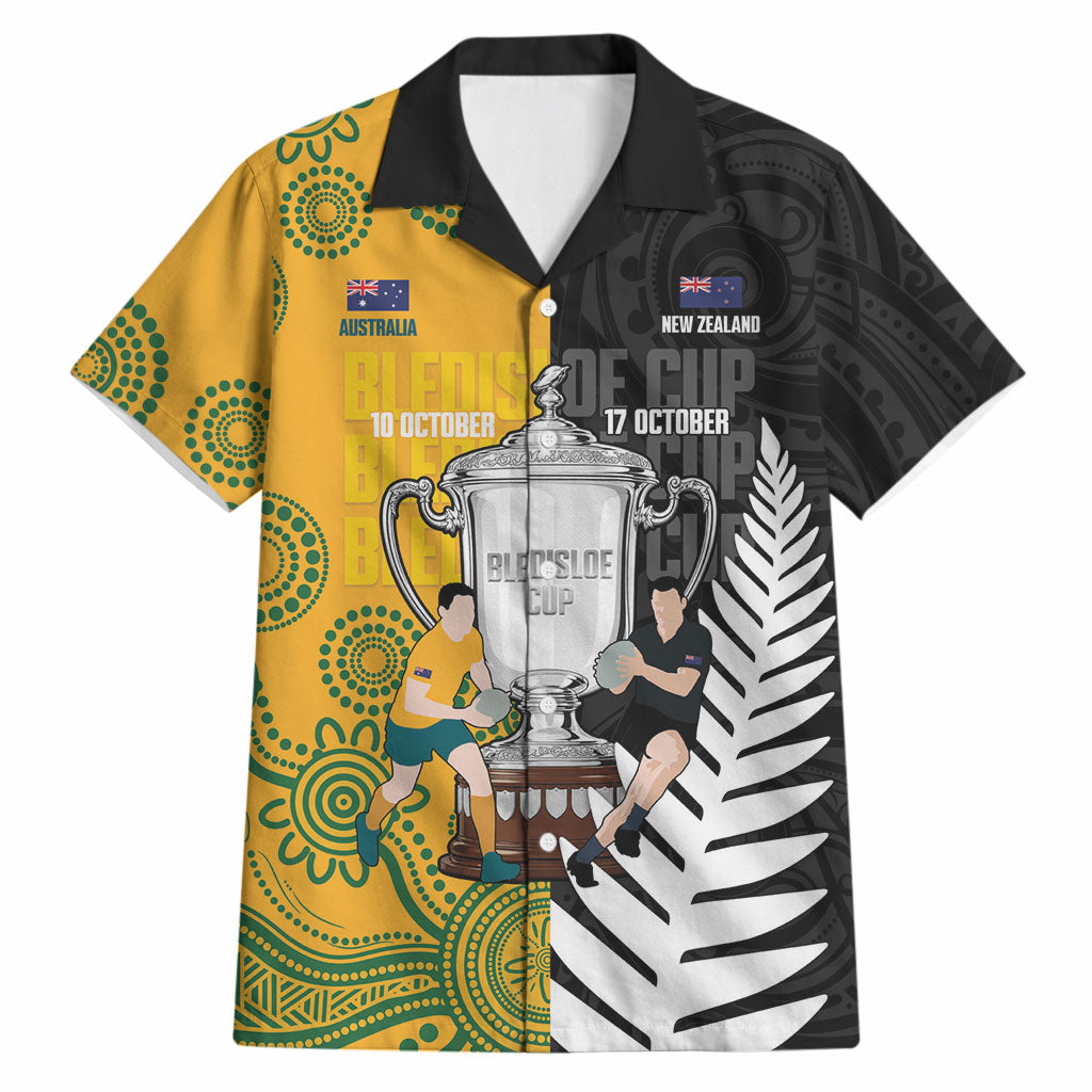 New Zealand Australia Rugby Bledisloe 2026 Custom Hawaiian Shirt Champion Trophy Maori Aboriginal Art LT14 Multicolor - Polynesian Pride
