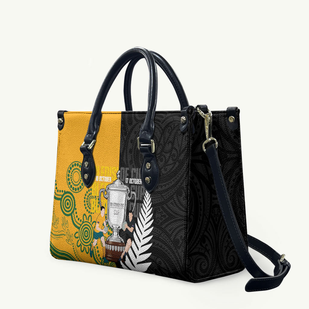 New Zealand Australia Rugby Bledisloe 2026 Leather Bag Champion Trophy Maori Aboriginal Art LT14 Multicolor - Polynesian Pride