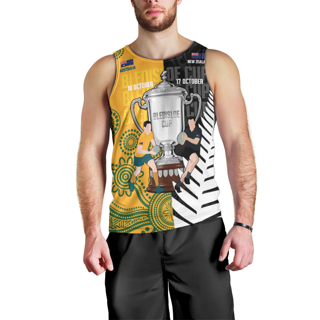New Zealand Australia Rugby Bledisloe 2026 Custom Men Tank Top Champion Trophy Maori Aboriginal Art LT14 - Polynesian Pride