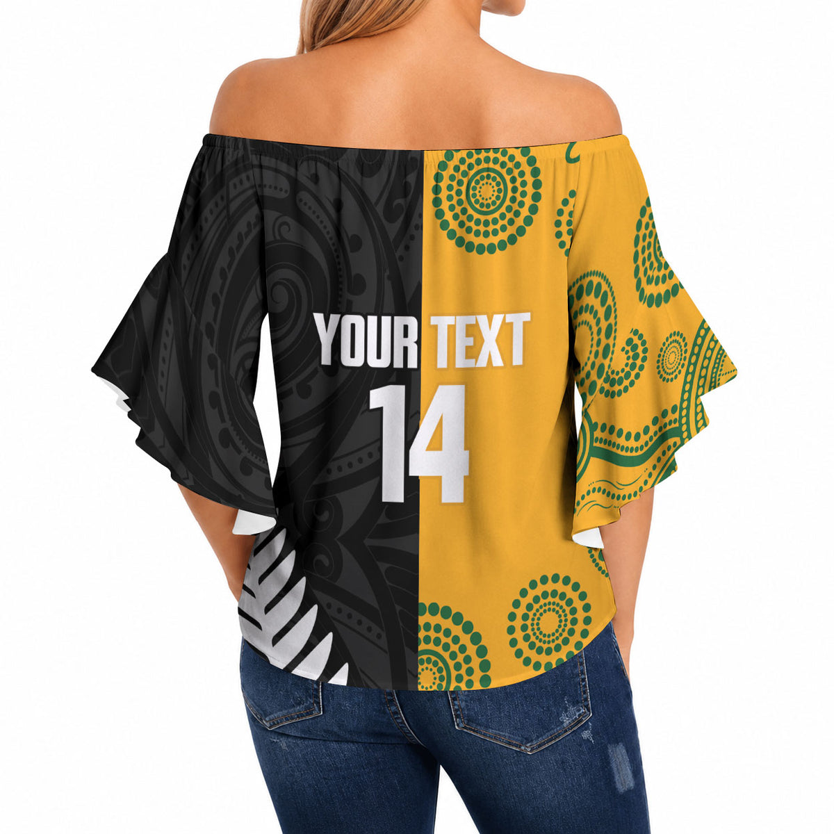 New Zealand Australia Rugby Bledisloe 2026 Custom Off Shoulder Wrap Waist Top Champion Trophy Maori Aboriginal Art LT14 - Polynesian Pride