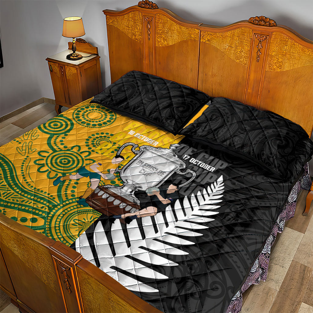 New Zealand Australia Rugby Bledisloe 2026 Quilt Bed Set Champion Trophy Maori Aboriginal Art LT14 - Polynesian Pride