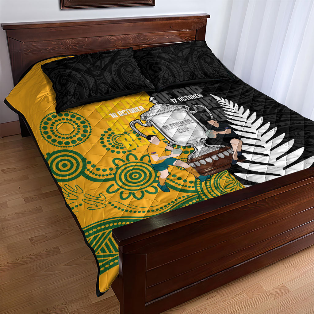 New Zealand Australia Rugby Bledisloe 2026 Quilt Bed Set Champion Trophy Maori Aboriginal Art LT14 - Polynesian Pride