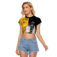 New Zealand Australia Rugby Bledisloe 2026 Custom Raglan Cropped T Shirt Champion Trophy Maori Aboriginal Art LT14 Female Multicolor - Polynesian Pride