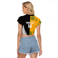 New Zealand Australia Rugby Bledisloe 2026 Custom Raglan Cropped T Shirt Champion Trophy Maori Aboriginal Art LT14 - Polynesian Pride