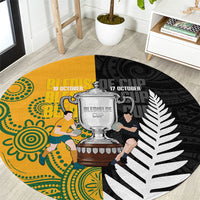 New Zealand Australia Rugby Bledisloe 2026 Round Carpet Champion Trophy Maori Aboriginal Art LT14 Multicolor - Polynesian Pride