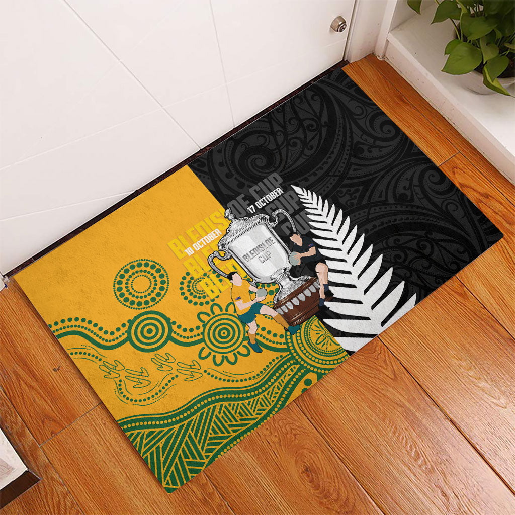 New Zealand Australia Rugby Bledisloe 2026 Rubber Doormat Champion Trophy Maori Aboriginal Art LT14 - Polynesian Pride