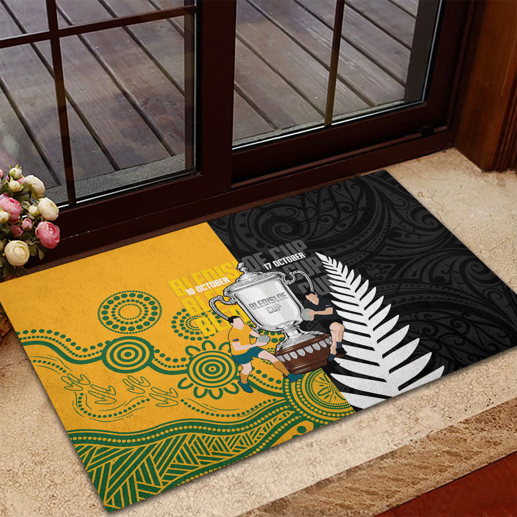 New Zealand Australia Rugby Bledisloe 2026 Rubber Doormat Champion Trophy Maori Aboriginal Art LT14 - Polynesian Pride
