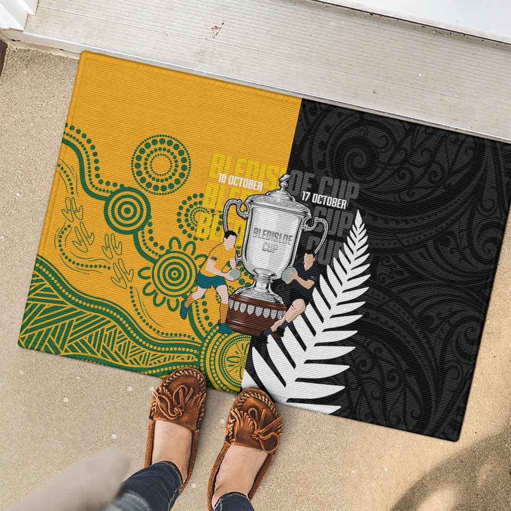 New Zealand Australia Rugby Bledisloe 2026 Rubber Doormat Champion Trophy Maori Aboriginal Art LT14 - Polynesian Pride