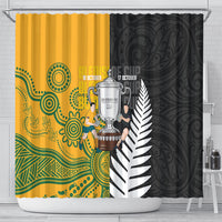 New Zealand Australia Rugby Bledisloe 2026 Shower Curtain Champion Trophy Maori Aboriginal Art LT14 - Polynesian Pride