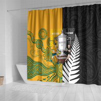New Zealand Australia Rugby Bledisloe 2026 Shower Curtain Champion Trophy Maori Aboriginal Art LT14 - Polynesian Pride