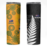 New Zealand Australia Rugby Bledisloe 2026 Skinny Tumbler Champion Trophy Maori Aboriginal Art LT14 Multicolor - Polynesian Pride