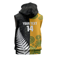 New Zealand Australia Rugby Bledisloe 2026 Custom Sleeveless Hoodie Champion Trophy Maori Aboriginal Art LT14 - Polynesian Pride