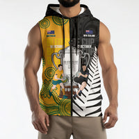 New Zealand Australia Rugby Bledisloe 2026 Custom Sleeveless Zip Hoodie Champion Trophy Maori Aboriginal Art LT14 - Polynesian Pride