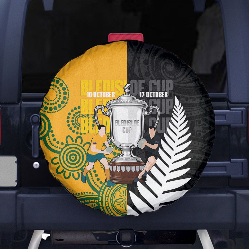 New Zealand Australia Rugby Bledisloe 2026 Spare Tire Cover Champion Trophy Maori Aboriginal Art LT14 No hole Multicolor - Polynesian Pride