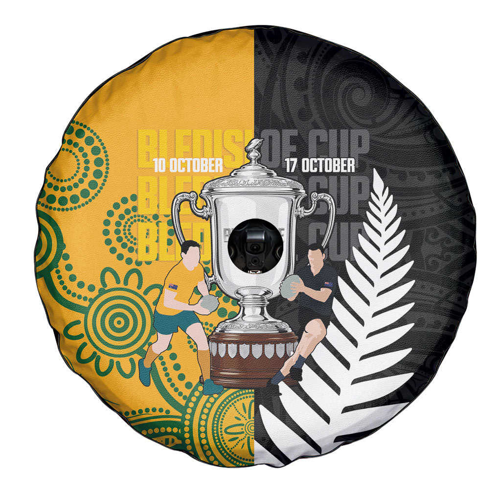 New Zealand Australia Rugby Bledisloe 2026 Spare Tire Cover Champion Trophy Maori Aboriginal Art LT14 - Polynesian Pride