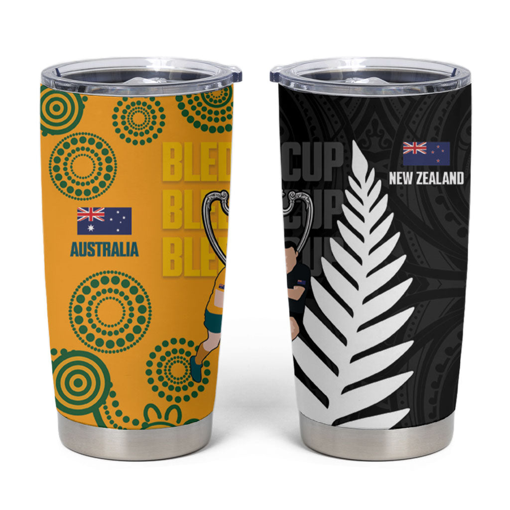 New Zealand Australia Rugby Bledisloe 2026 Tumbler Cup Champion Trophy Maori Aboriginal Art LT14 Multicolor - Polynesian Pride
