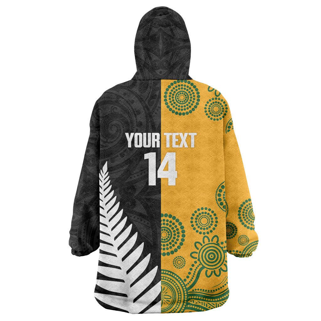 New Zealand Australia Rugby Bledisloe 2026 Custom Wearable Blanket Hoodie Champion Trophy Maori Aboriginal Art LT14 - Polynesian Pride