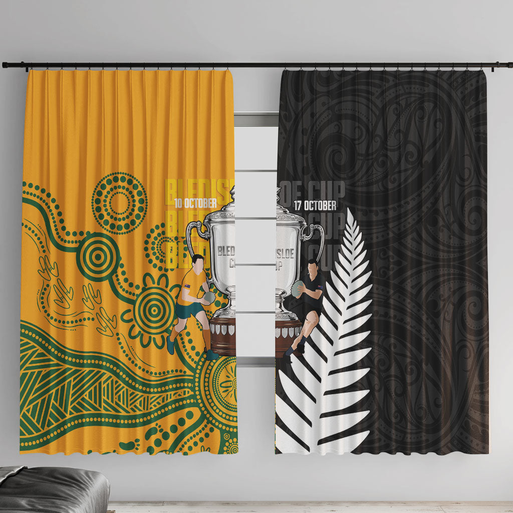 New Zealand Australia Rugby Bledisloe 2026 Window Curtain Champion Trophy Maori Aboriginal Art LT14 With Hooks Multicolor - Polynesian Pride