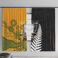 New Zealand Australia Rugby Bledisloe 2026 Window Curtain Champion Trophy Maori Aboriginal Art LT14 With Hooks Multicolor - Polynesian Pride