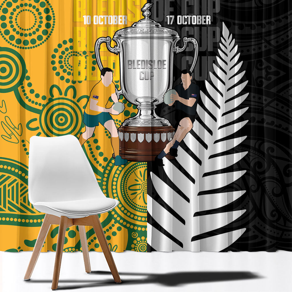 New Zealand Australia Rugby Bledisloe 2026 Window Curtain Champion Trophy Maori Aboriginal Art LT14 - Polynesian Pride