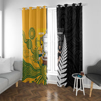 New Zealand Australia Rugby Bledisloe 2026 Window Curtain Champion Trophy Maori Aboriginal Art LT14 With Grommets Multicolor - Polynesian Pride