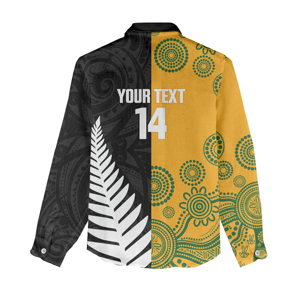 New Zealand Australia Rugby Bledisloe 2026 Custom Women Casual Shirt Champion Trophy Maori Aboriginal Art LT14 - Polynesian Pride