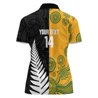 New Zealand Australia Rugby Bledisloe 2026 Custom Women Polo Shirt Champion Trophy Maori Aboriginal Art LT14 - Polynesian Pride