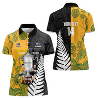 New Zealand Australia Rugby Bledisloe 2026 Custom Women Polo Shirt Champion Trophy Maori Aboriginal Art LT14 - Polynesian Pride