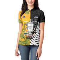 New Zealand Australia Rugby Bledisloe 2026 Custom Women Polo Shirt Champion Trophy Maori Aboriginal Art LT14 - Polynesian Pride