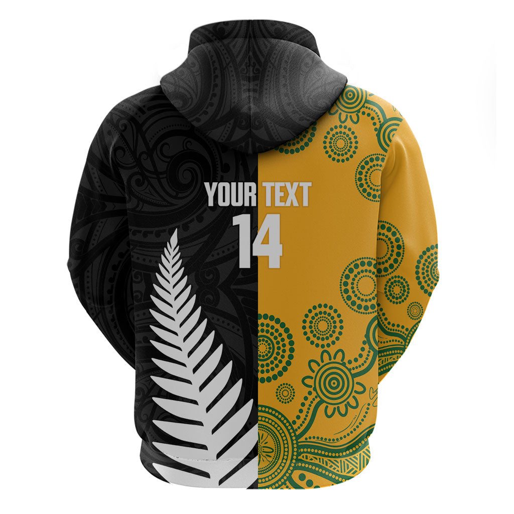 New Zealand Australia Rugby Bledisloe 2026 Custom Zip Hoodie Champion Trophy Maori Aboriginal Art LT14 - Polynesian Pride