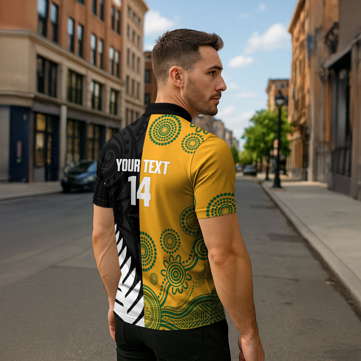 New Zealand Australia Rugby Bledisloe 2026 Custom Zipper Polo Shirt Champion Trophy Maori Aboriginal Art LT14 - Polynesian Pride