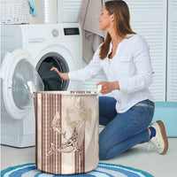 Swimming With Humpback Whales Season Tonga Laundry Basket Tongan Tofuaa Ngatu Pattern Brown LT14 - Polynesian Pride