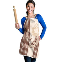 Swimming With Humpback Whales Season Tonga Apron Tongan Tofuaa Ngatu Pattern Brown LT14 - Polynesian Pride
