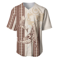 Swimming With Humpback Whales Season Tonga Baseball Jersey Tongan Tofuaa Ngatu Pattern Brown LT14 Brown - Polynesian Pride