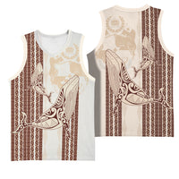 Swimming With Humpback Whales Season Tonga Basketball Jersey Tongan Tofuaa Ngatu Pattern Brown LT14 - Polynesian Pride