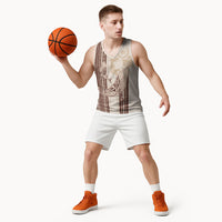 Swimming With Humpback Whales Season Tonga Basketball Jersey Tongan Tofuaa Ngatu Pattern Brown LT14 - Polynesian Pride
