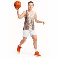 Swimming With Humpback Whales Season Tonga Basketball Jersey Tongan Tofuaa Ngatu Pattern Brown LT14 - Polynesian Pride