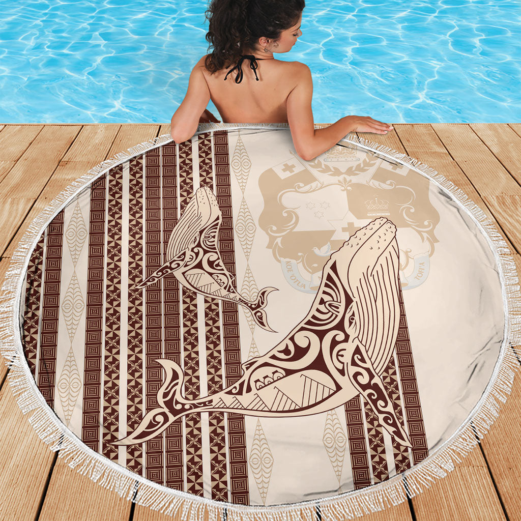 Swimming With Humpback Whales Season Tonga Beach Blanket Tongan Tofuaa Ngatu Pattern Brown LT14 - Polynesian Pride