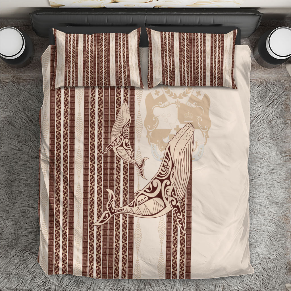 Swimming With Humpback Whales Season Tonga Bedding Set Tongan Tofuaa Ngatu Pattern Brown LT14 Brown - Polynesian Pride