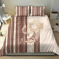 Swimming With Humpback Whales Season Tonga Bedding Set Tongan Tofuaa Ngatu Pattern Brown LT14 - Polynesian Pride