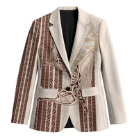 Swimming With Humpback Whales Season Tonga Blazer Tongan Tofuaa Ngatu Pattern Brown LT14 Unisex Brown - Polynesian Pride
