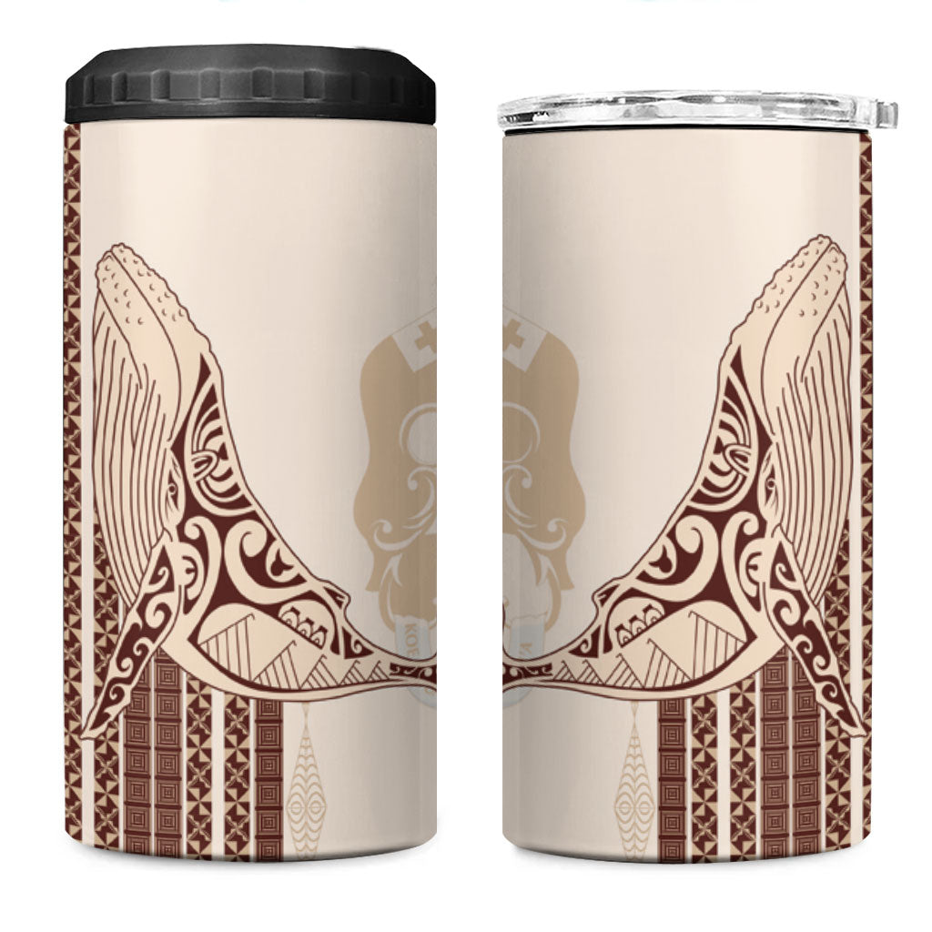 Swimming With Humpback Whales Season Tonga 4 in 1 Can Cooler Tumbler Tongan Tofuaa Ngatu Pattern Brown LT14 One Size: 16 oz Brown - Polynesian Pride