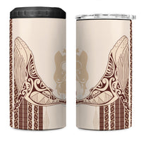 Swimming With Humpback Whales Season Tonga 4 in 1 Can Cooler Tumbler Tongan Tofuaa Ngatu Pattern Brown LT14 One Size: 16 oz Brown - Polynesian Pride
