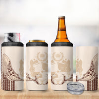 Swimming With Humpback Whales Season Tonga 4 in 1 Can Cooler Tumbler Tongan Tofuaa Ngatu Pattern Brown LT14 - Polynesian Pride