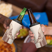 Swimming With Humpback Whales Season Tonga 4 in 1 Can Cooler Tumbler Tongan Tofuaa Ngatu Pattern Brown LT14 - Polynesian Pride