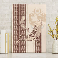 Swimming With Humpback Whales Season Tonga Canvas Wall Art Tongan Tofuaa Ngatu Pattern Brown LT14 Without Frame Brown - Polynesian Pride
